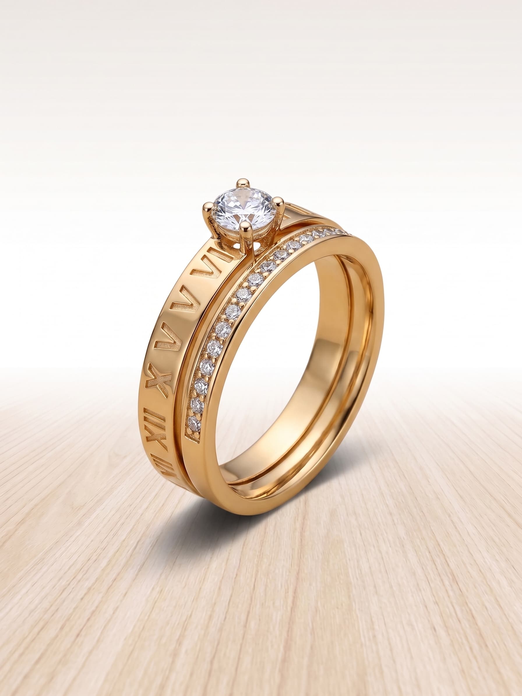 Anel Duplo Dourado Majestic em Aço Inoxidável 316L